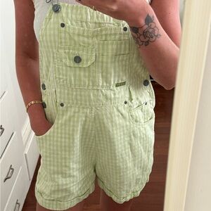 Vintage Gingham Overall Shorts